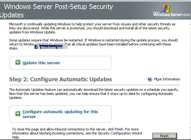 Post setuup security update steep